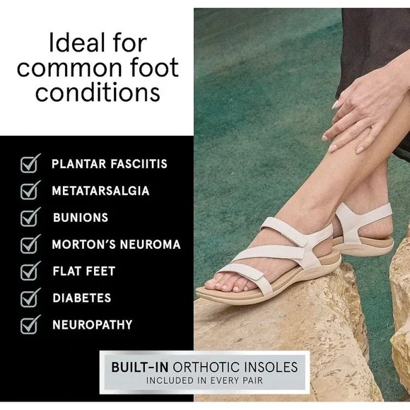 ABEO White Sandal Oasis Leather Womens 7 Medium Adjustable Straps New In Box - Picture 8 of 8